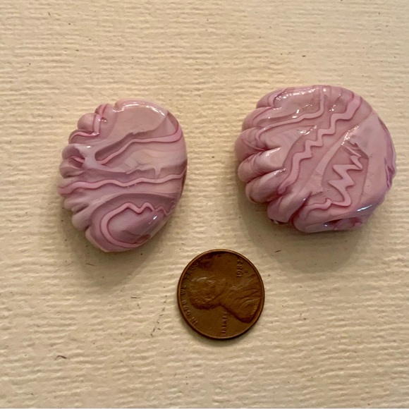 2 large lamp work artisan glass pendant beads - Picture 1 of 4